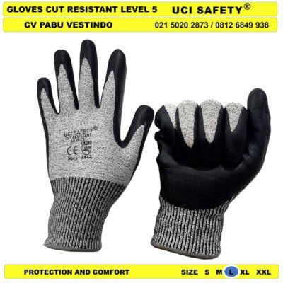 Anti Iris Cutting Kawat Besi Baja Pisau Kontruksi Hppe Ukuran S M L XL XXL Glove - Gambar 2