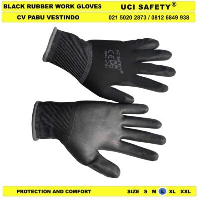 Dilapisi Karet Hitam Black otomotif Mekanik Bengkel Montir Motor Telapak Tangan dilapisi karet Packing Polyurethane Glove - Gambar 4