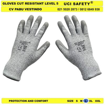 bengkel Coating Karet Nitril Pisau Tebal Cut Resistant Level 5 Glove