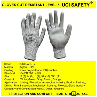Sarung Tangan Uci Safety Industri Dilapisi Karet Pisau En 388 4543