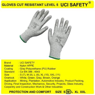 Gloves Anti Gores Dilapisi Karet Berkebun Cutting Perkebunan Hppe - Gambar 5