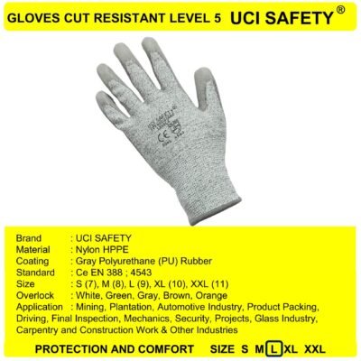 Sarung Tangan Uci Safety Kawat Besi Baja Cut Glove Anti Pisau Potong Proyek - Gambar 3