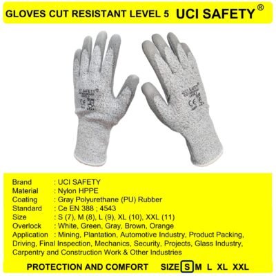 Gloves Anti Licin Hitam Perkebunan Uci Safety - Gambar 4
