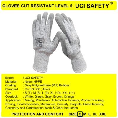 Gloves Anti Slip Warna Abu Abu Welding Bengkel