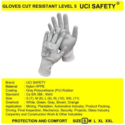 Sarung Tangan Telapak Tangan Karet Polyurethane Proyek Cut Glove Mekanik Motor - Gambar 5