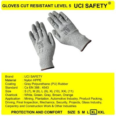 Sarung Tangan Proyek Anti Gores Cut Resistant Level 5 - Gambar 5