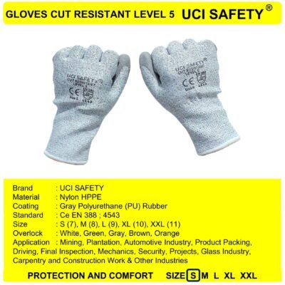 Gloves Anti Iris Anti Potong Hppe Uci Safety Pisau - Gambar 5
