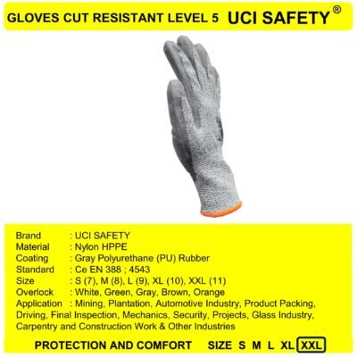 Gloves Anti Pisau Potong Ukuran S M L XL XXL Tebal Anti Iris En 388 4543 - Gambar 3