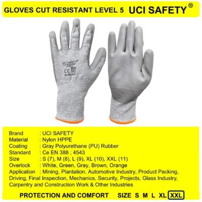 Sarung Tangan En 388 4543 Safety Kerja Mekanik Telapak Tangan Anti Slip Anti Gores - Gambar 3