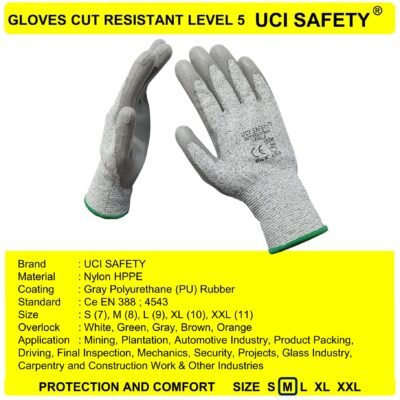 Sarung Tangan Safety Gloves Anti Gores Anti Pisau Potong Sarung Tangan Warna Abu Abu