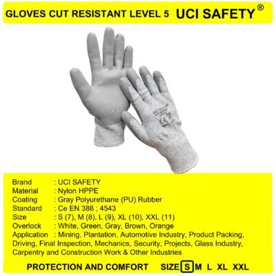 Gloves Coating Karet Nitril Cutting Anti Slip Proyek Kawat Besi Baja