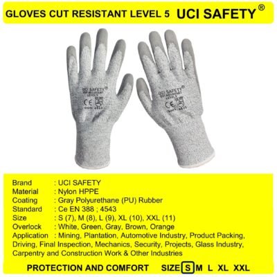 Sarung Tangan Uci Safety Kawat Besi Baja Cut Glove Anti Pisau Potong Proyek - Gambar 4