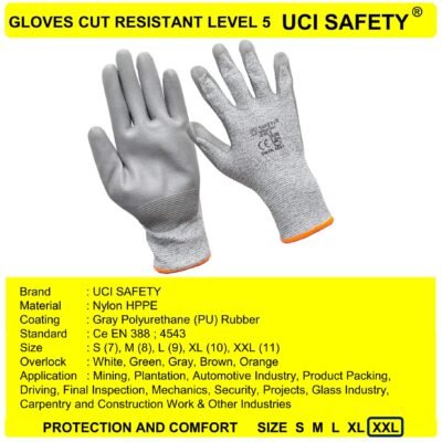 Sarung Tangan Welding Cut Resistant Level 5 Pabrik Kaca Safety Kerja - Gambar 4