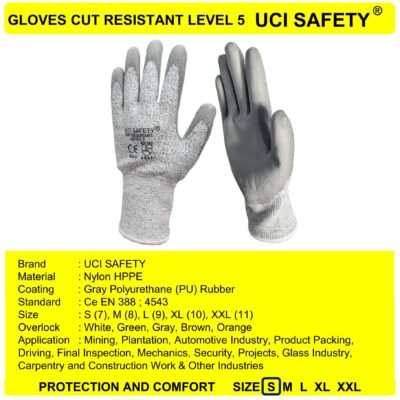 Gloves Anti Gores Uci Safety Anti Potong Telapak Tangan - Gambar 5