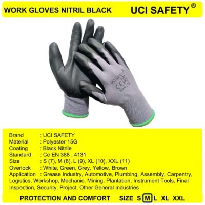 Uci Safety Work Hitam/Grey Safety Kerja - Gambar 4