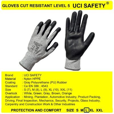 Gloves Anti Gores dilapisi karet Uci Safety Berkebun Kaca - Gambar 5