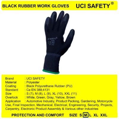 Uci Safety Pengaman kerja Hitam Berkebun Hand Gloves - Gambar 4
