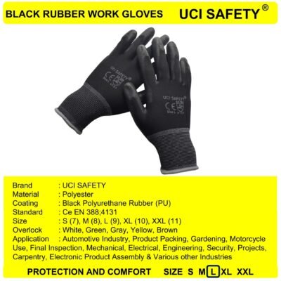 Gloves Bahan Nylon Black Mekanik Bagunan