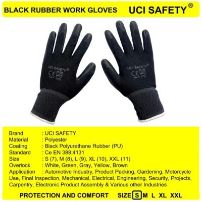 Gloves Bahan Nylon Industri Black Proyek