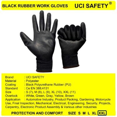 Uci Safety Hand Gloves Palm Fit Tukang Hitam