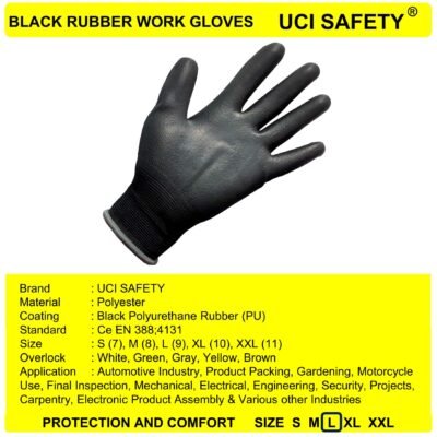 Gloves Anti Slip Industri Coating Karet Dilapisi Karet - Gambar 4