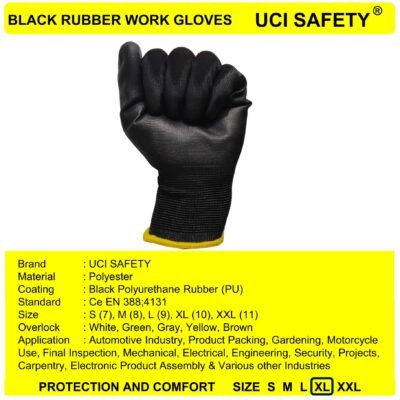 Uci Safety Motor Safety Gloves Telapak Tangan dilapisi karet Tukang