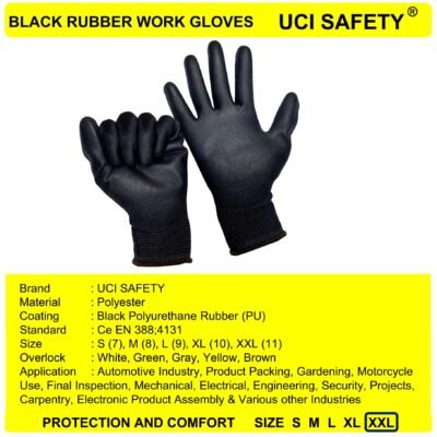 Uci Safety Telapak Tangan dilapisi karet Security Palm Fit Bengkel - Gambar 3