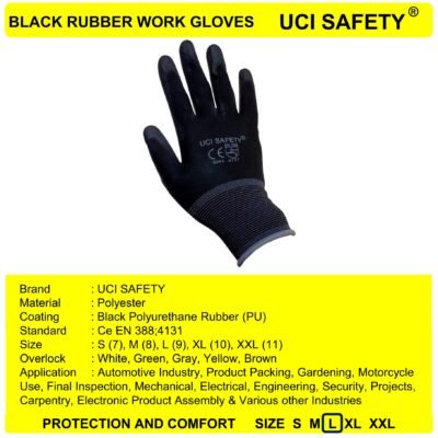 Uci Safety Palm Fit Bengkel Telapak Tangan dilapisi karet Montir - Gambar 5