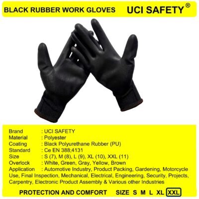 Gloves Anti Slip Telapak Tangan dilapisi karet Satpam Bahan Nylon