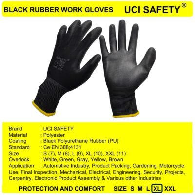 Uci Safety Polyester Pengaman kerja Coating Karet Kerja
