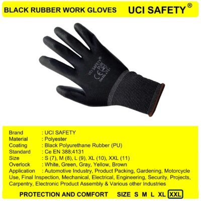 Gloves Polyester Coating Karet Bagunan Safety Gloves
