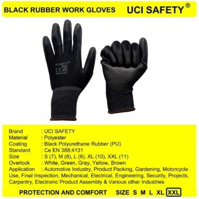 Uci Safety Motor Berkebun Polyurethane Telapak Tangan dilapisi karet - Gambar 4