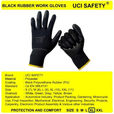 Uci Safety Motor Berkebun Polyurethane Telapak Tangan dilapisi karet - Gambar 3