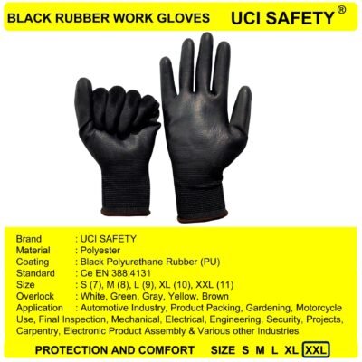 Uci Safety Polyester Bagunan Hitam Industri - Gambar 5