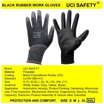 Gloves Pabrik Telapak Tangan dilapisi karet Karet PU - Gambar 5