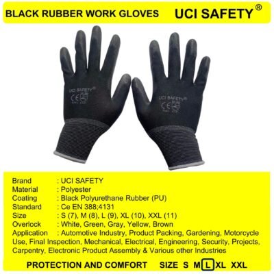 Uci Safety Telapak Tangan dilapisi karet Mekanik Hand Gloves Satpam