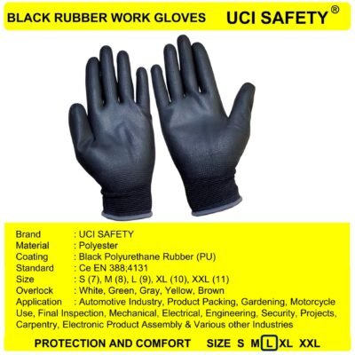 Gloves Polyester Montir Karet Kerja - Gambar 2