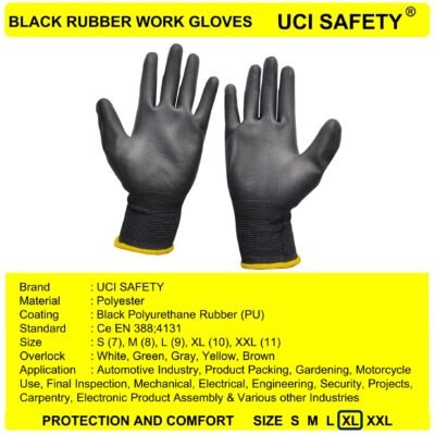 Uci Safety Telapak Tangan dilapisi karet Security Palm Fit Bengkel - Gambar 4