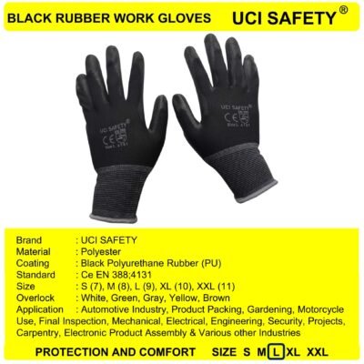 Uci Safety Telapak Tangan dilapisi karet Safety Gloves Security Mekanik - Gambar 4