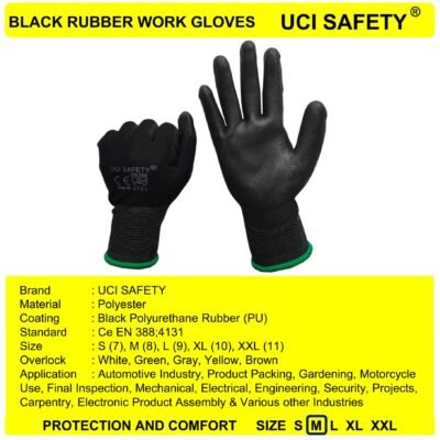 Gloves Bengkel Safety Gloves PU Telapak Tangan dilapisi karet - Gambar 3