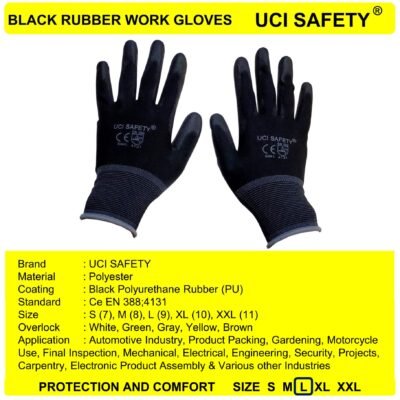 Uci Safety Telapak Tangan dilapisi karet Satpam Packing Palmfit - Gambar 4