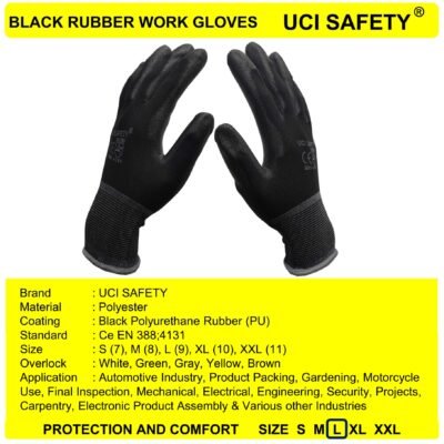 Uci Safety Industri Coating Karet Dilapisi Karet Safety Gloves - Gambar 3