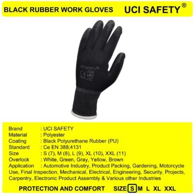 Uci Safety Mekanik Telapak Tangan dilapisi karet Proyek Packing