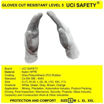Gloves Anti Pisau Potong Ukuran S M L XL XXL Tebal Anti Iris En 388 4543 - Gambar 2
