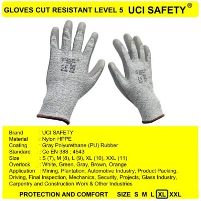 Sarung Tangan Pengaman Kerja Kawat Besi Baja Tebal Cut Resistant Level 5