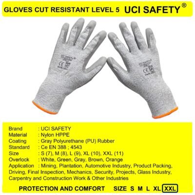 Sarung Tangan Welding Cut Resistant Level 5 Pabrik Kaca Safety Kerja - Gambar 3
