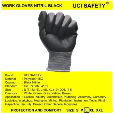 Uci Safety Work Hitam/Grey Safety Kerja - Gambar 5