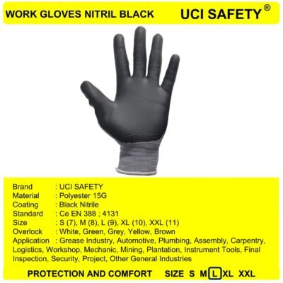 Gloves Anti Slip Work Teknik mesin Bengkel - Gambar 3