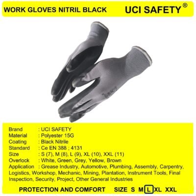Uci Safety Work Electrical Pabrik Abu abu/Black