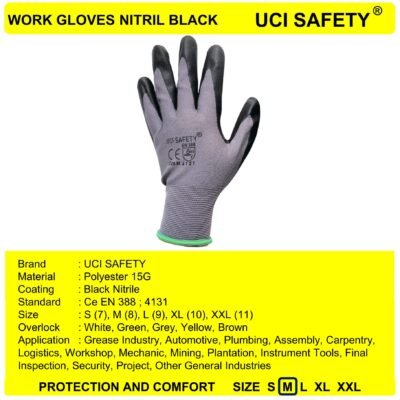 Uci Safety Work Hitam/Grey Safety Kerja - Gambar 2